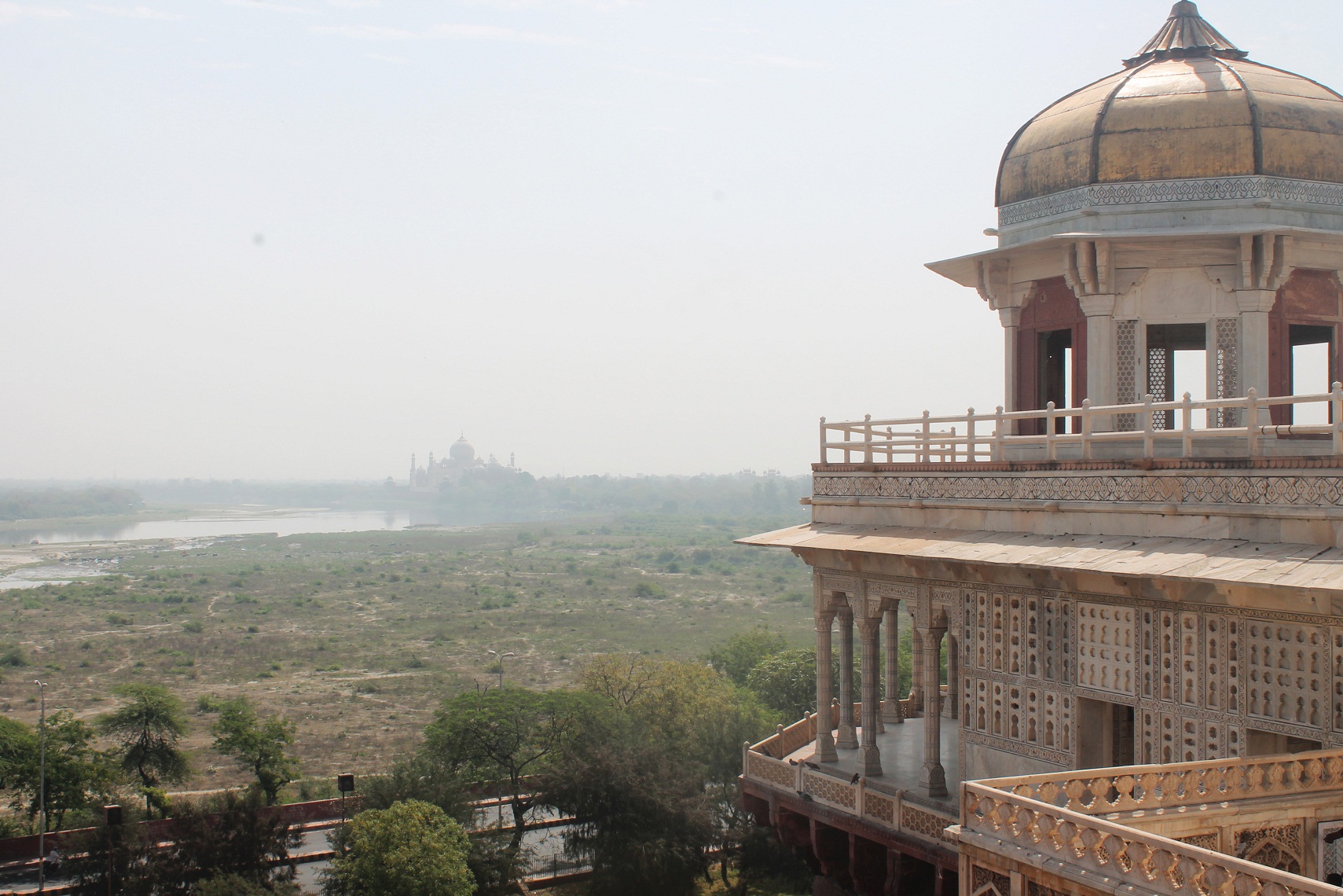 The Taj Mahal could be seen from Shah Jahan's chamber in Agra Fort