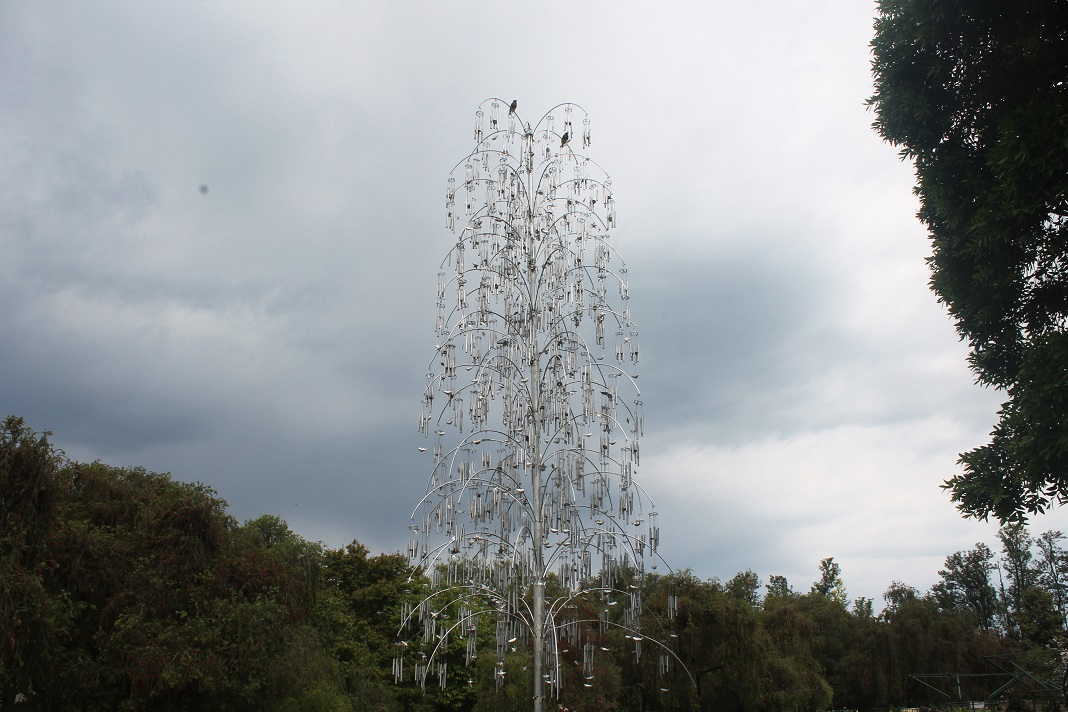 Wind chime tree inside a garden in chandigarh