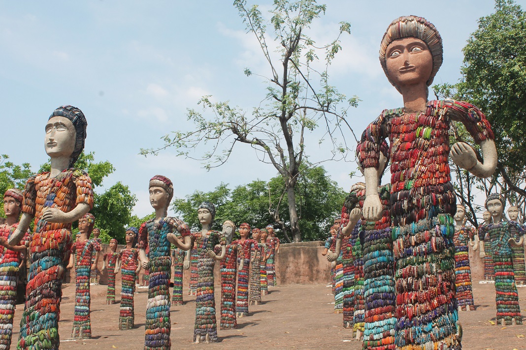Sculptures made of broken bangles in Rock garden Chandigarh