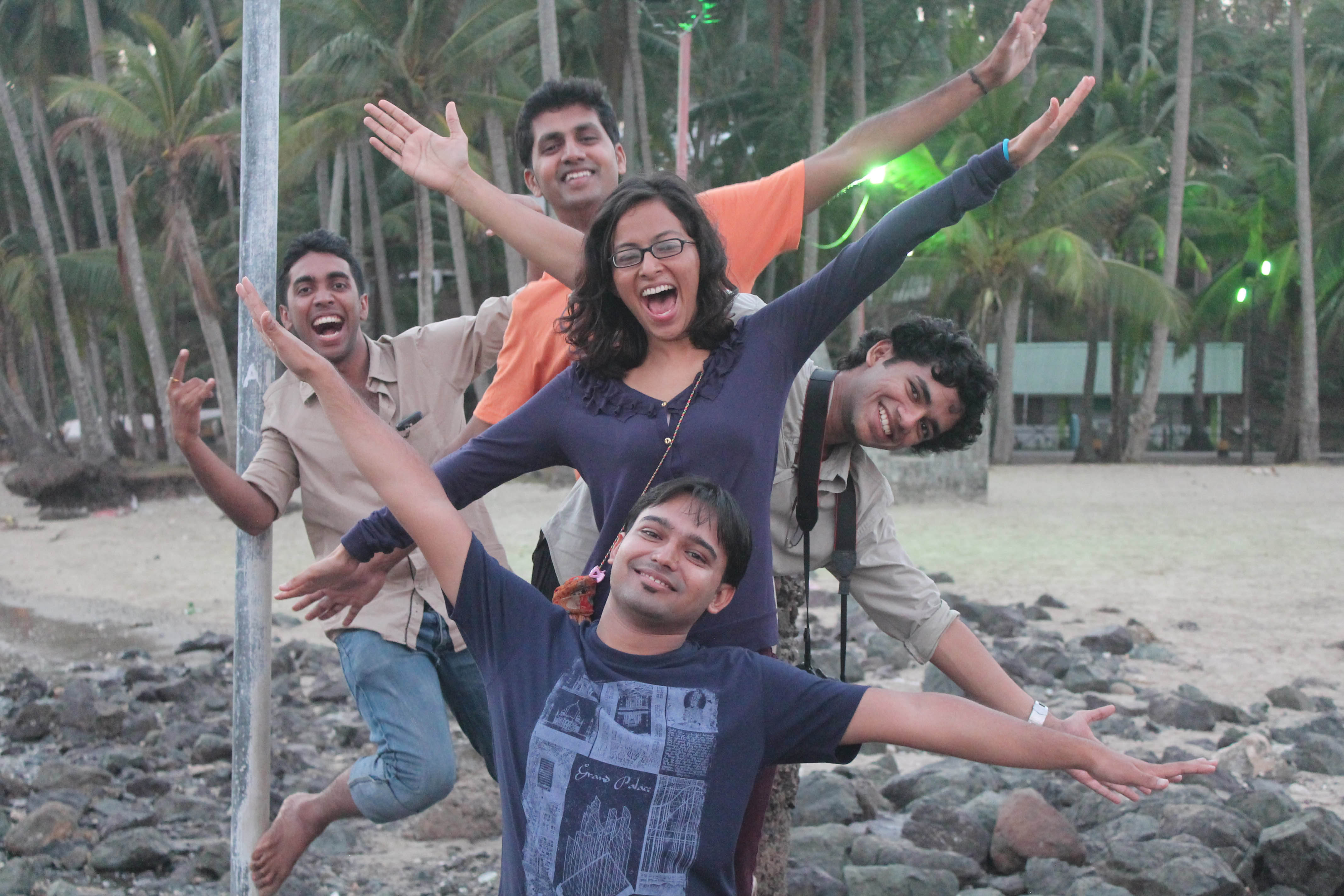 Goofing around on the Carbin Cove's beach in Port Blair