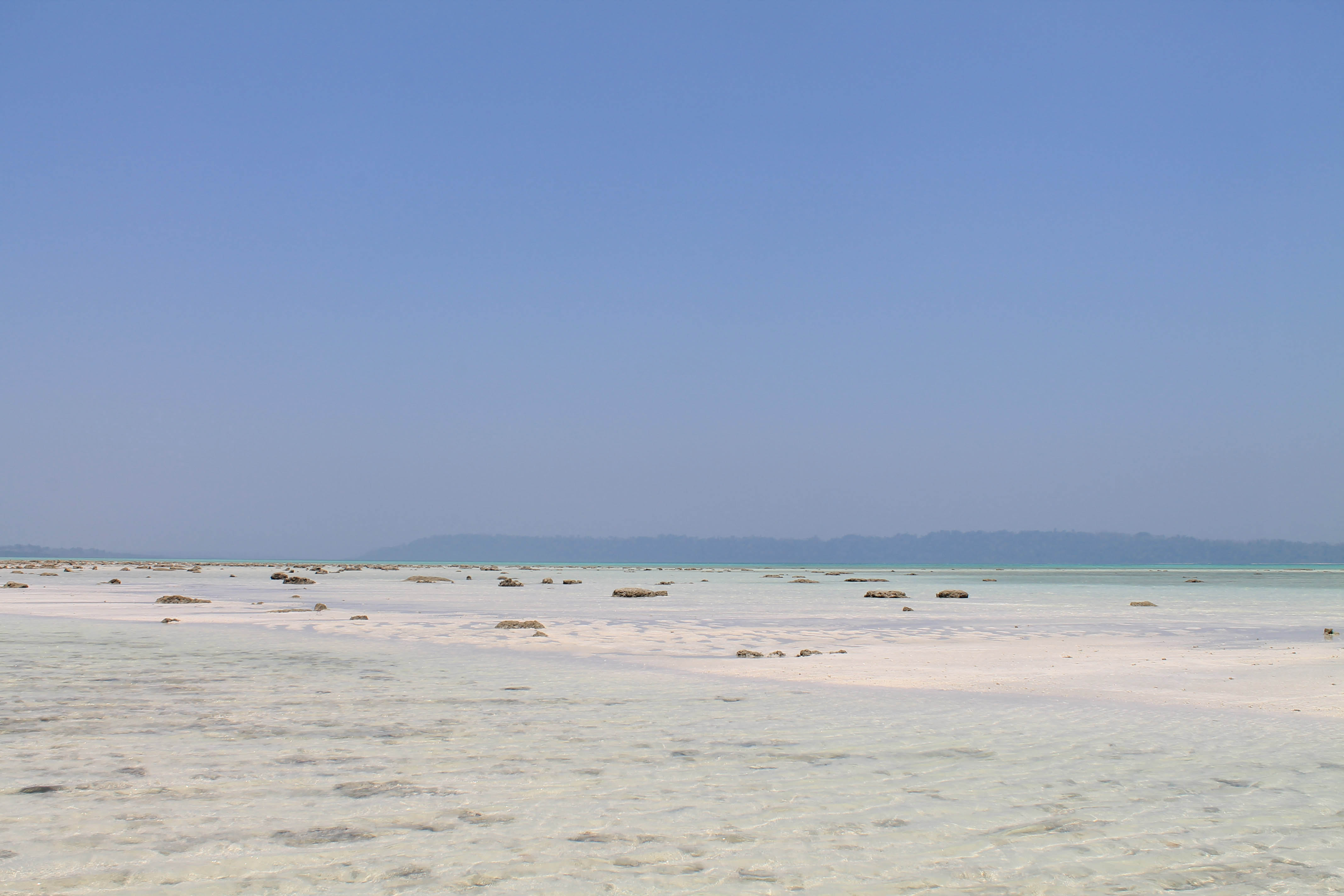 Shallow sea during low tide on Havelock