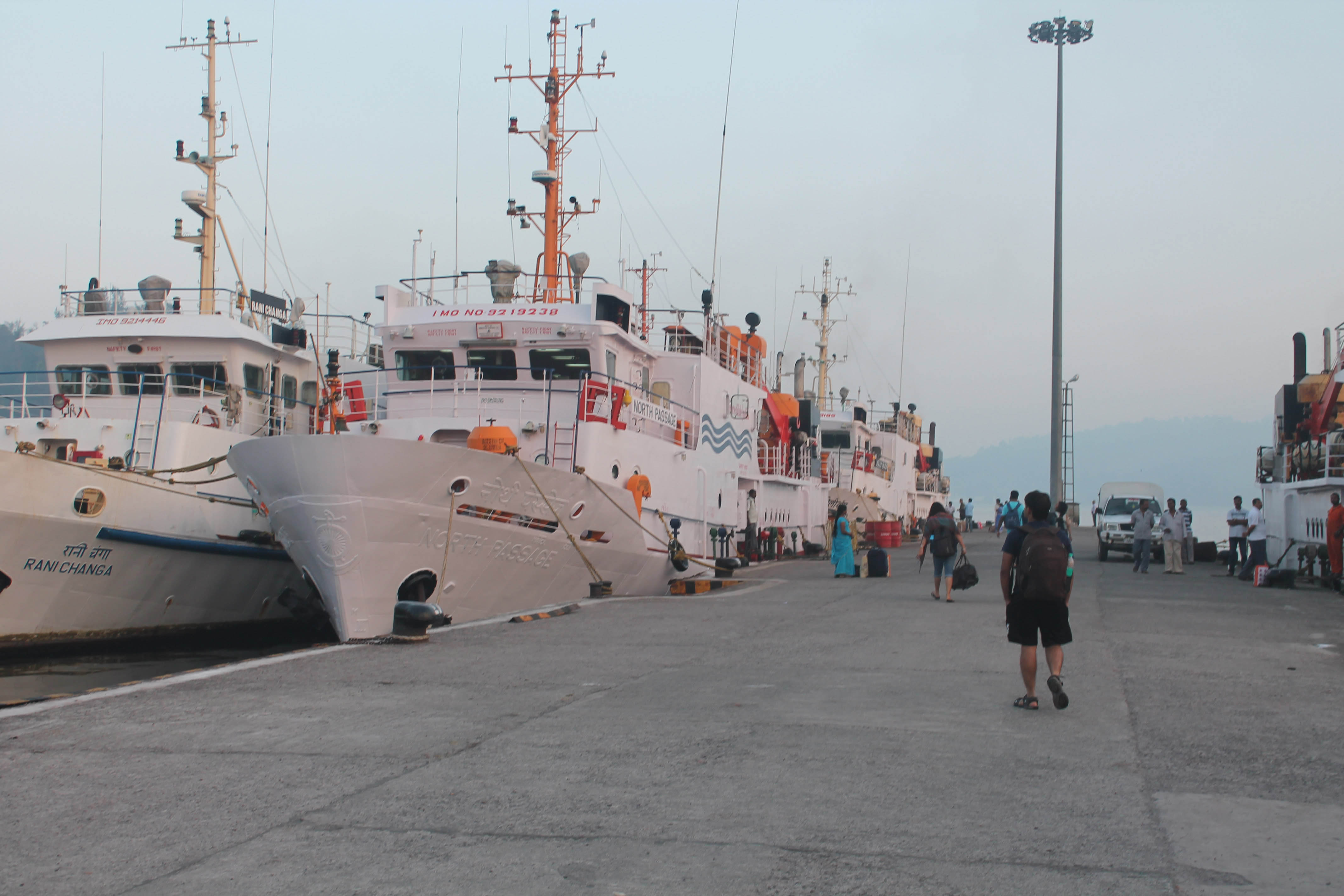 The boats lined up at Port Blair - on the way to Havelock