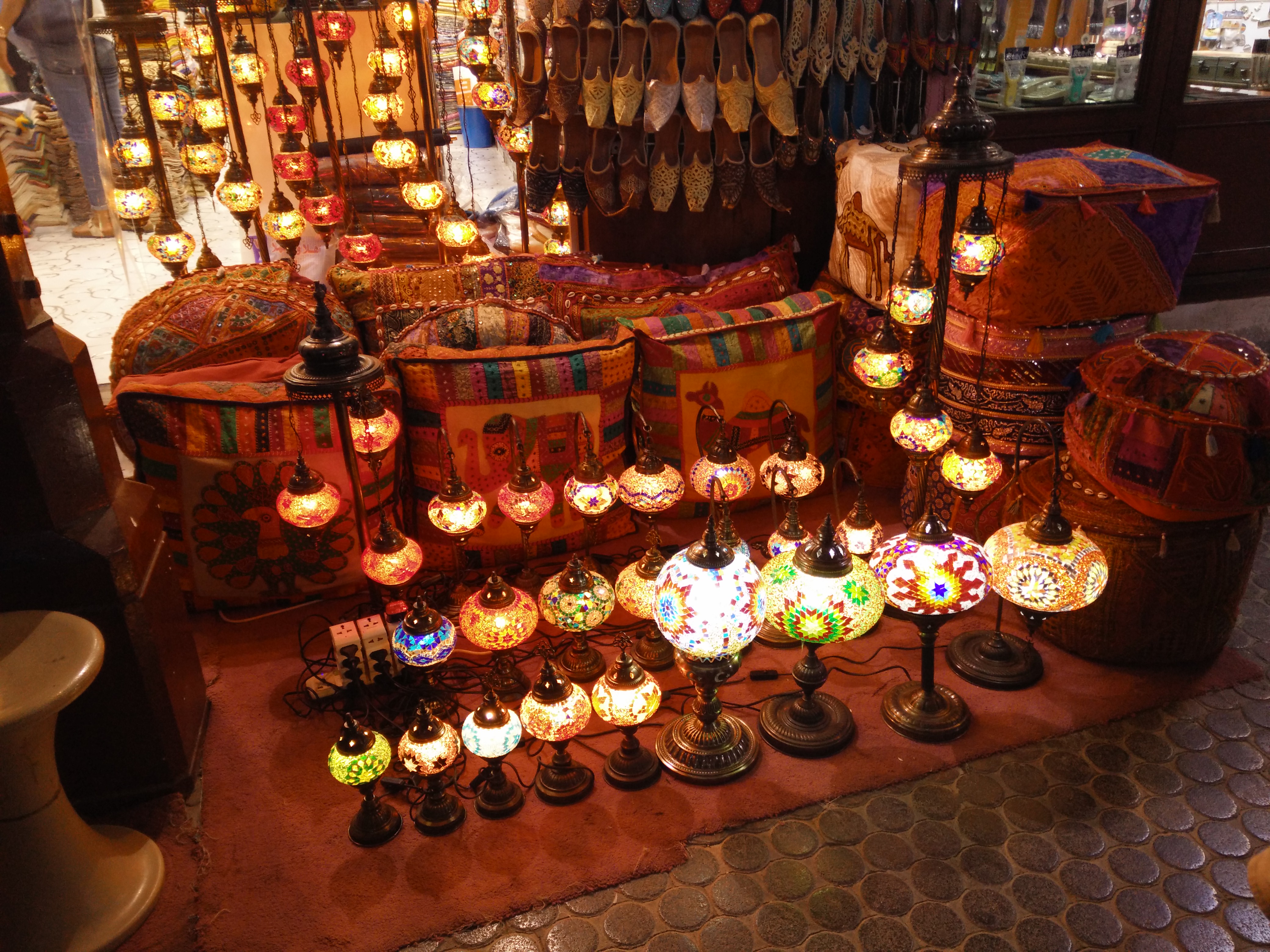 beautiful lamps in the markets of Dubai