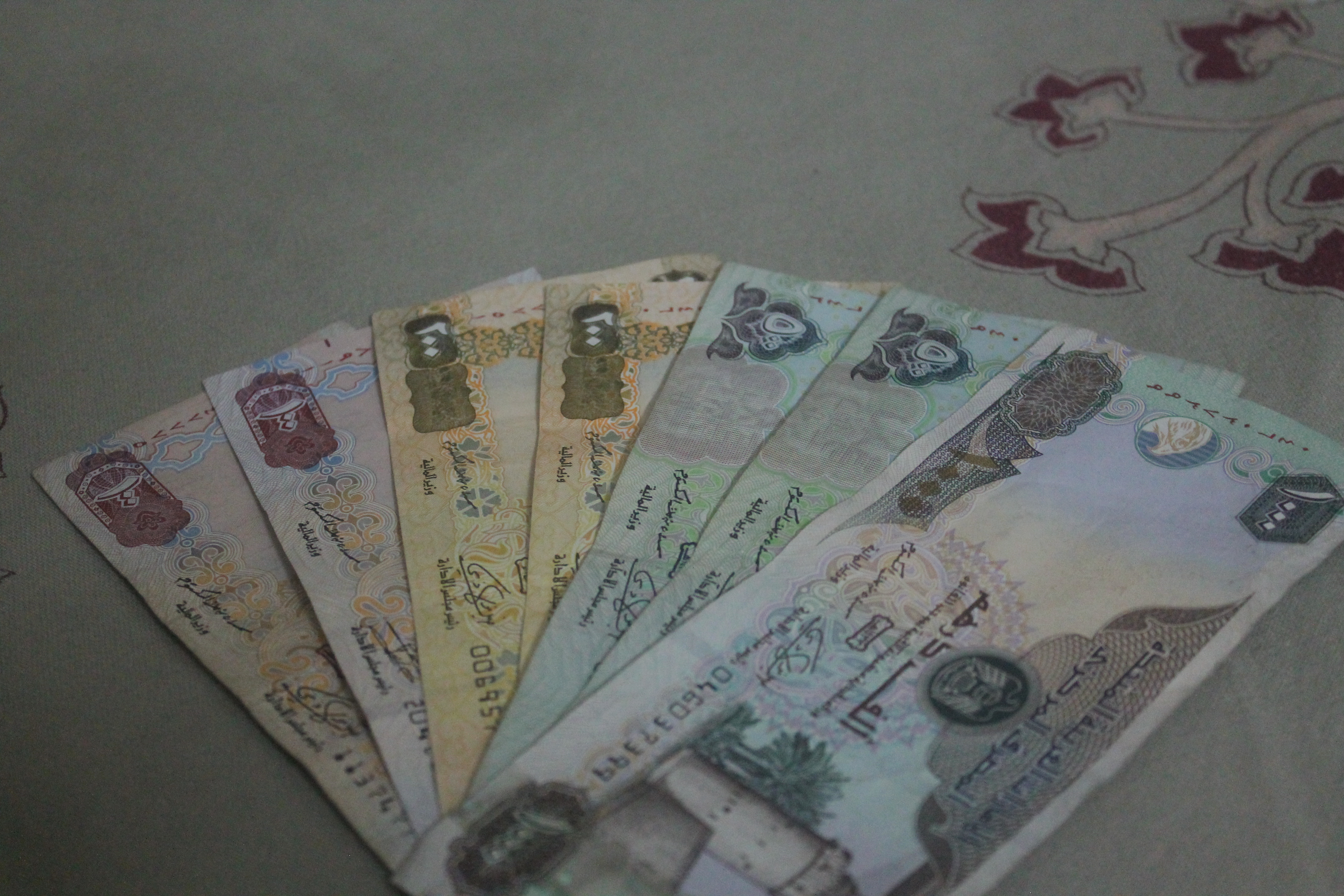 UAE dirhams - the currency used in Dubai