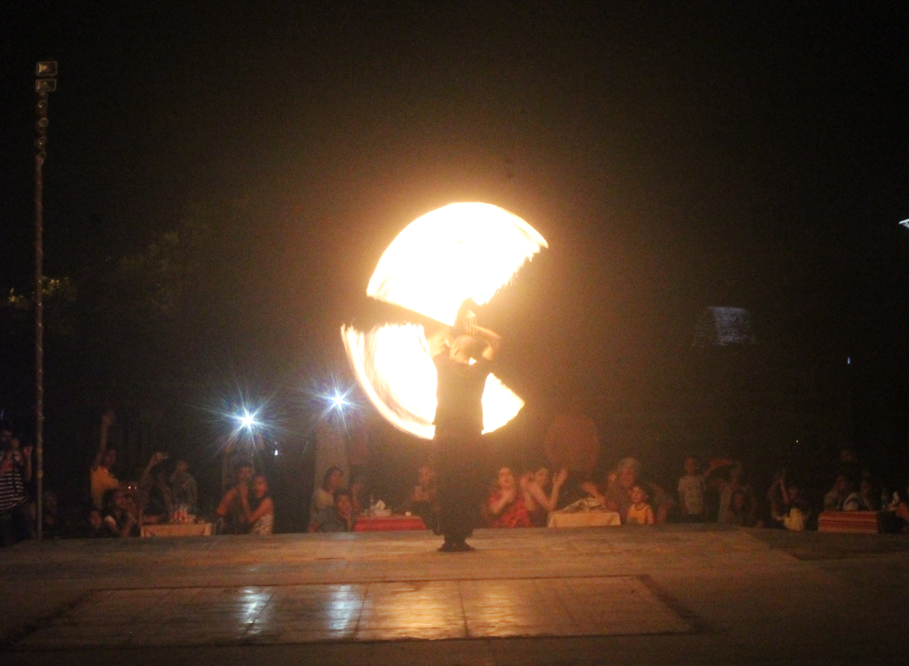Fire show in UAE desert camp