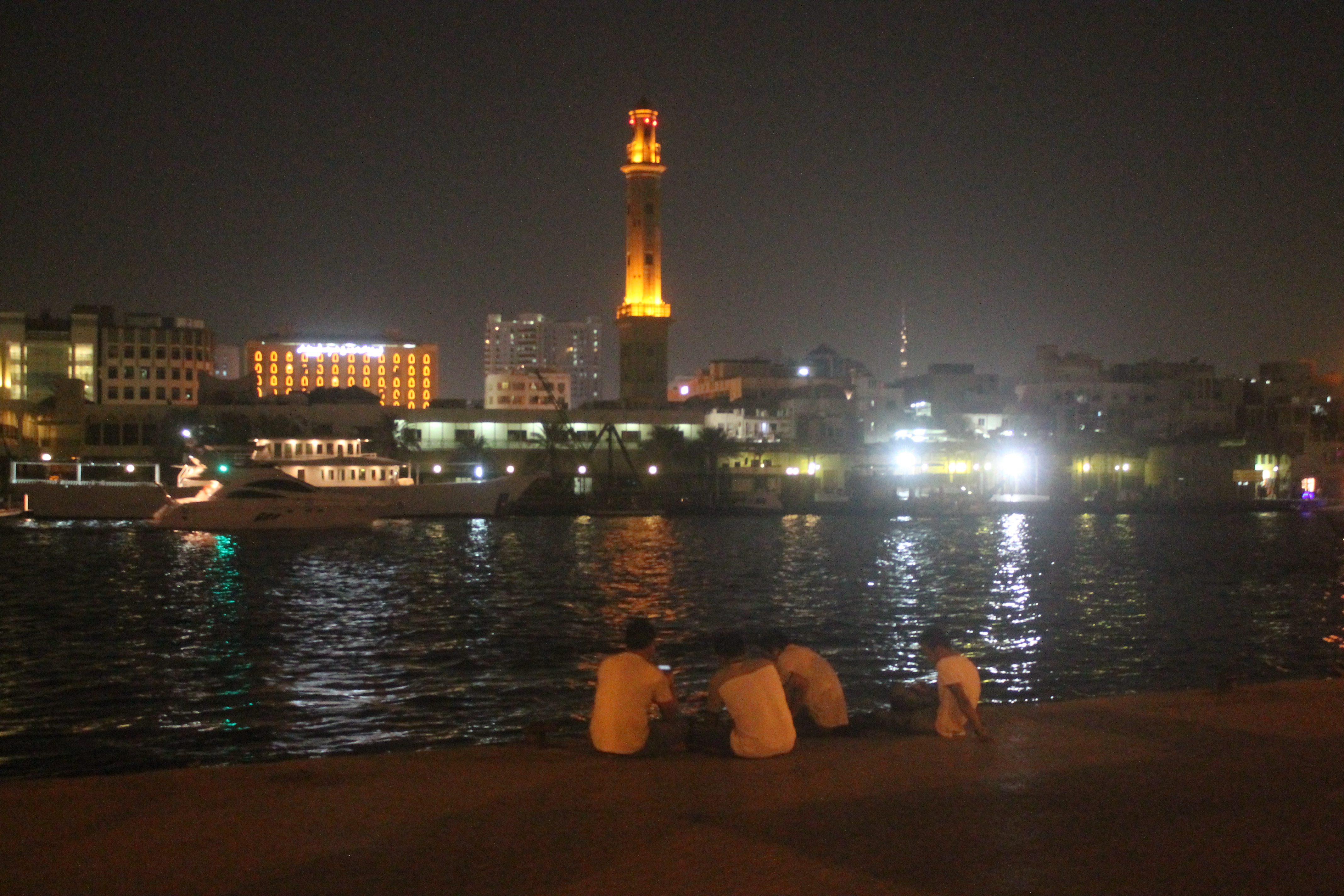 Banks of the Dubai creek at night