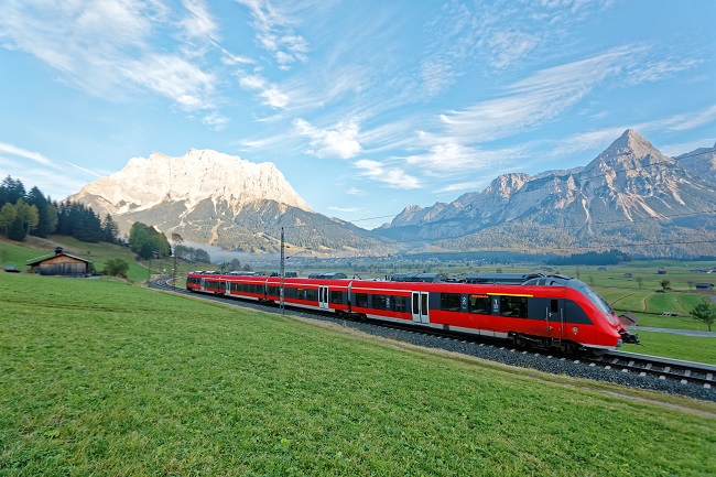 Train-in-Austrian-countryside-with-mountains-in-background itinerary