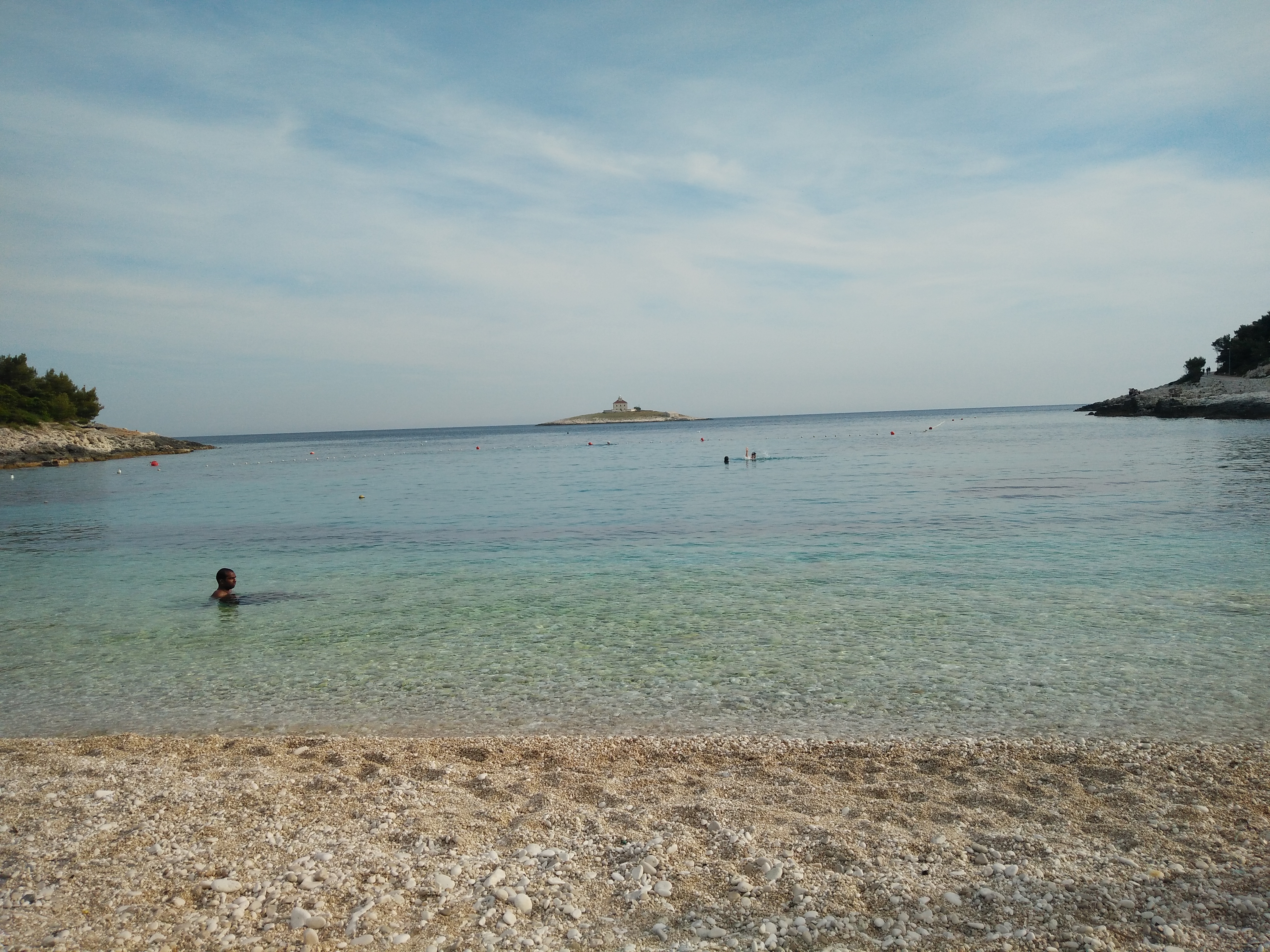 The entire beach was white pebbles!