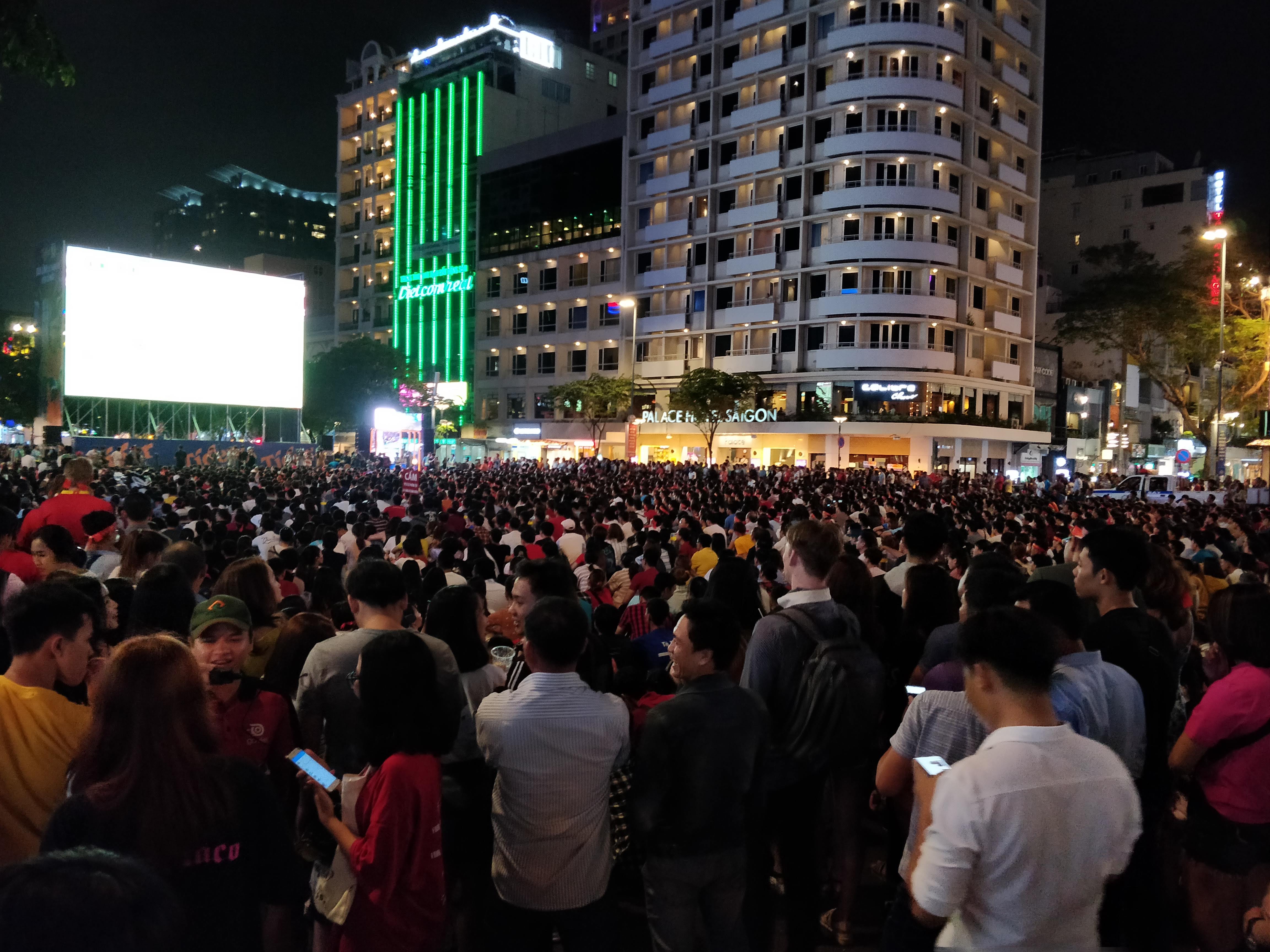 Vietnam vs UAE screening in the square at Ho Chi Minh City