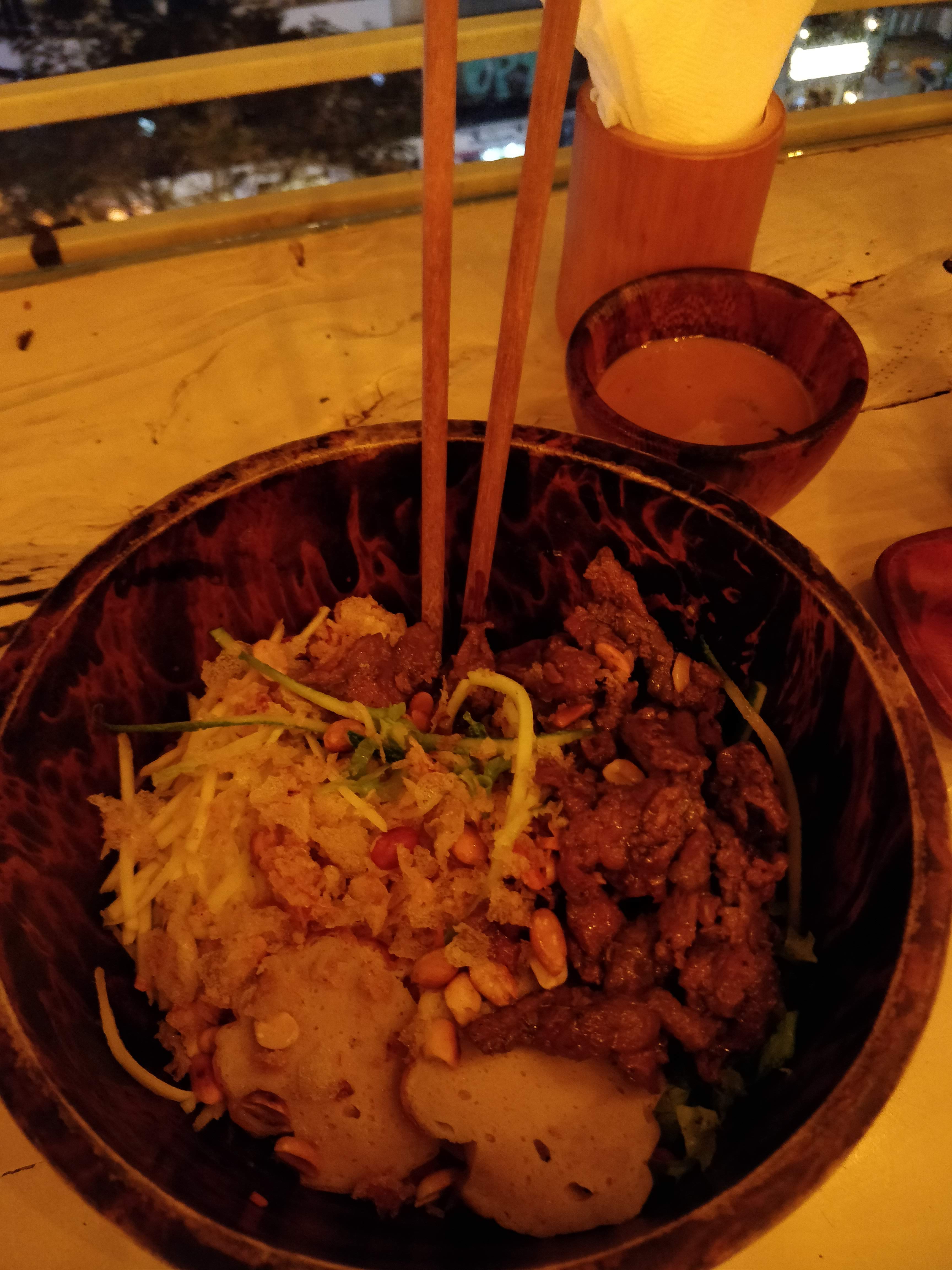 Beef Noodle Salad at Vo Roof Garden, HCMC 