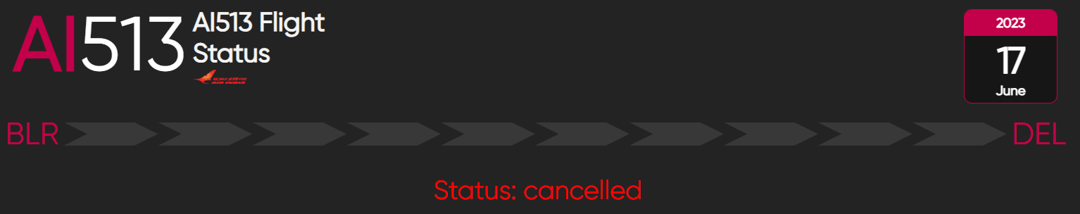 flight cancelled status