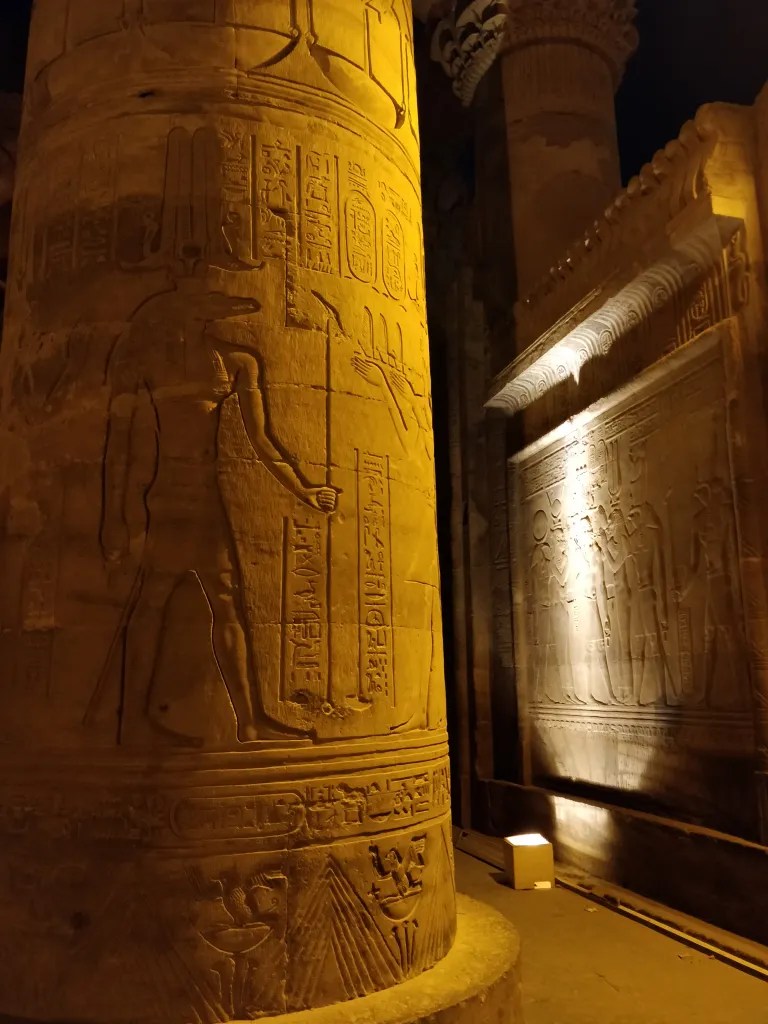 The image of crocodile god Sobek inscribed on the pillars of Kom Ombo temple