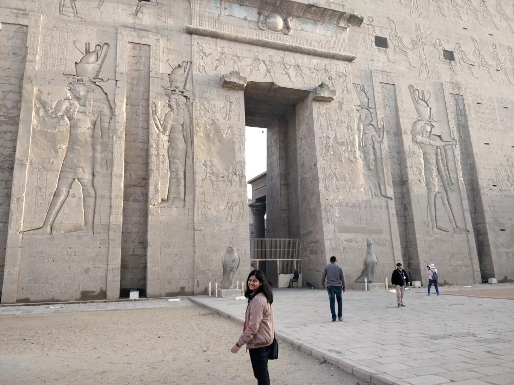 Walking outside an Egyptian temple