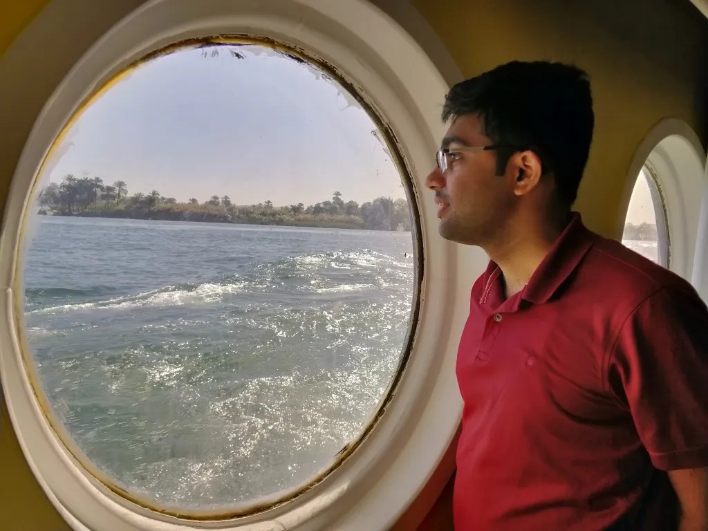 Looking out of the window of a boat with waves outside