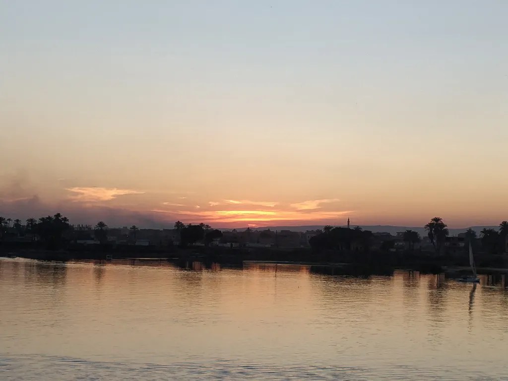 Evening sunset from the Nile river in Egypt