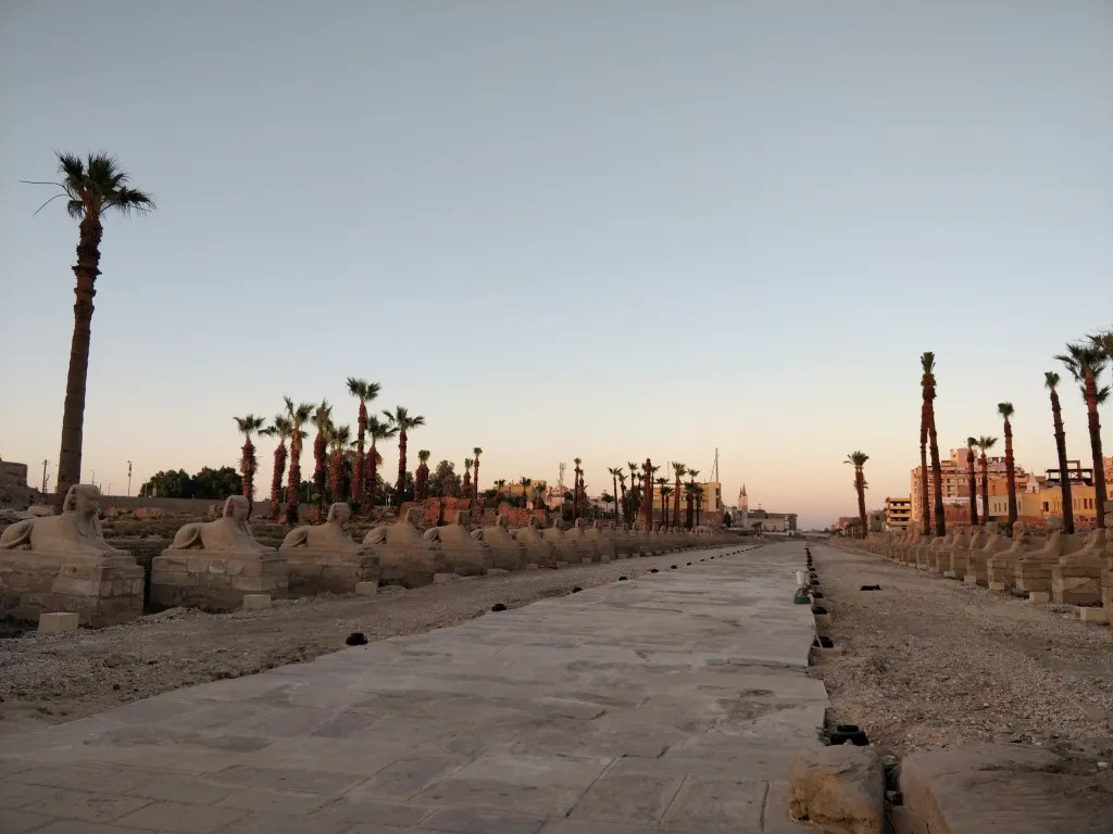 The ancient path connecting Luxor temple with Karnak temple