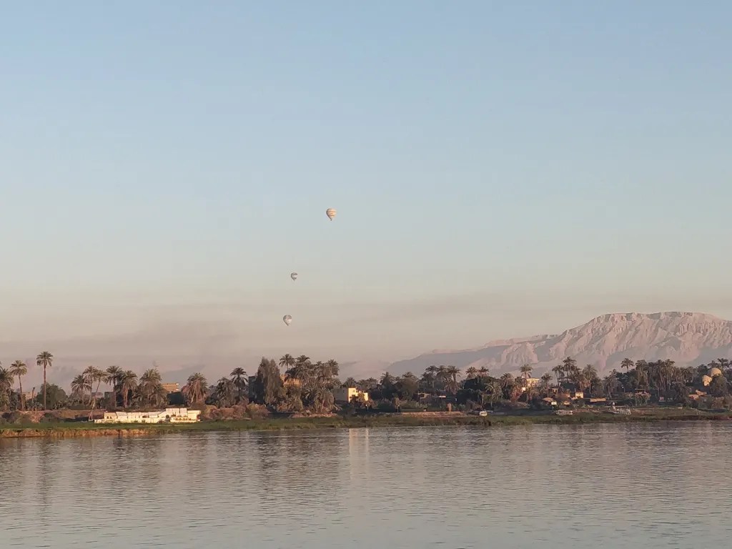 Hot air balloons over the Valley of the Kings in Luxor