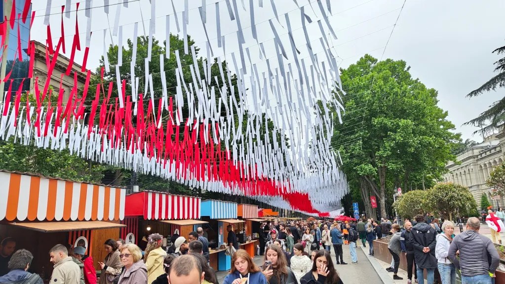 The decorated Rustaveli street