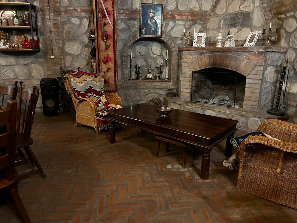 The cellar and its fireplace in Hotel and Wine cellar Arge