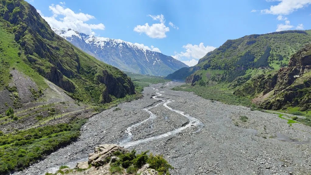 Soaking in the view of the valley, Kazbegi