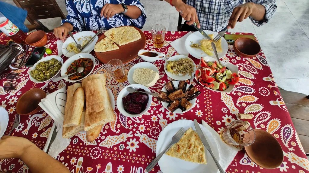 The feast at Wine Yard N1 - food and Georgian wine