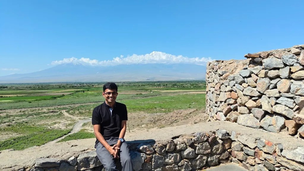 Happy happy to see Mount Ararat through the binoculars