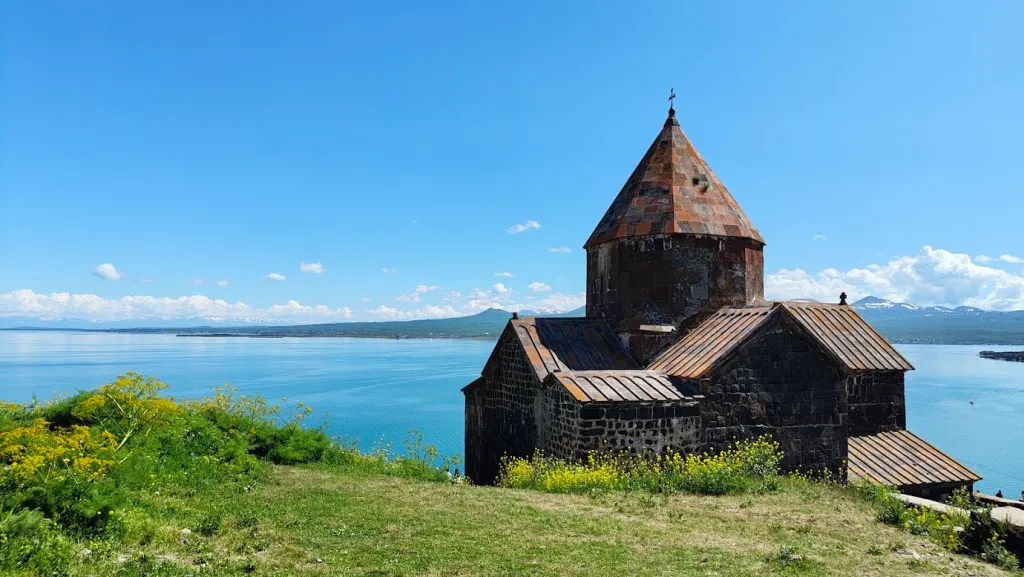 Sevanavank monastery overlooking the Sevan lake