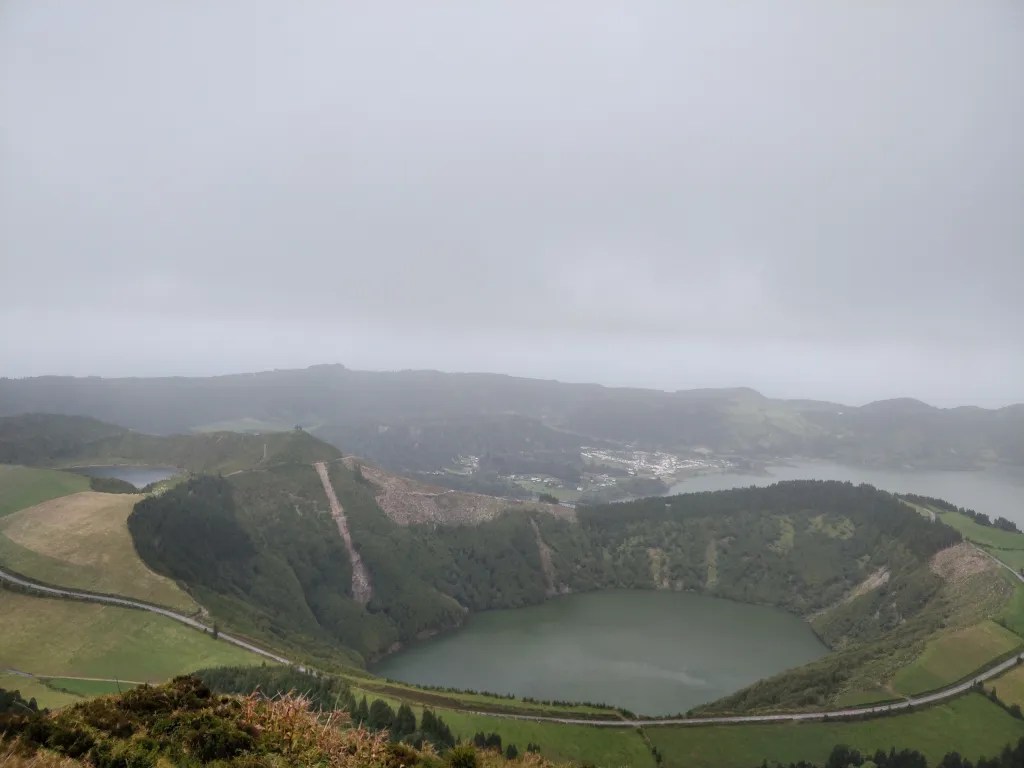The craters inside which the lakes have been formed in the Azores