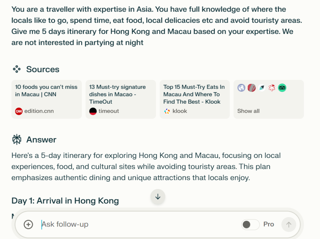 ai trip planners on perplexity