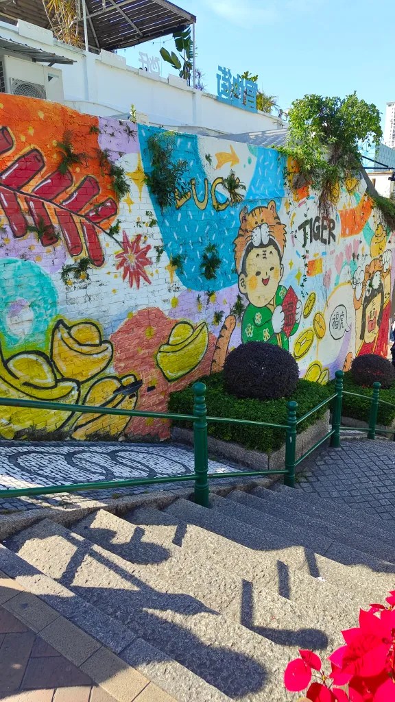 Alleys of Macau with wall painting