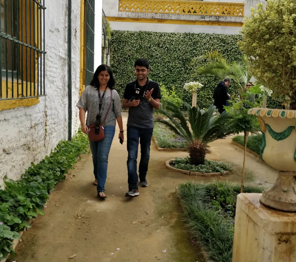 Exploring the beautiful gardens