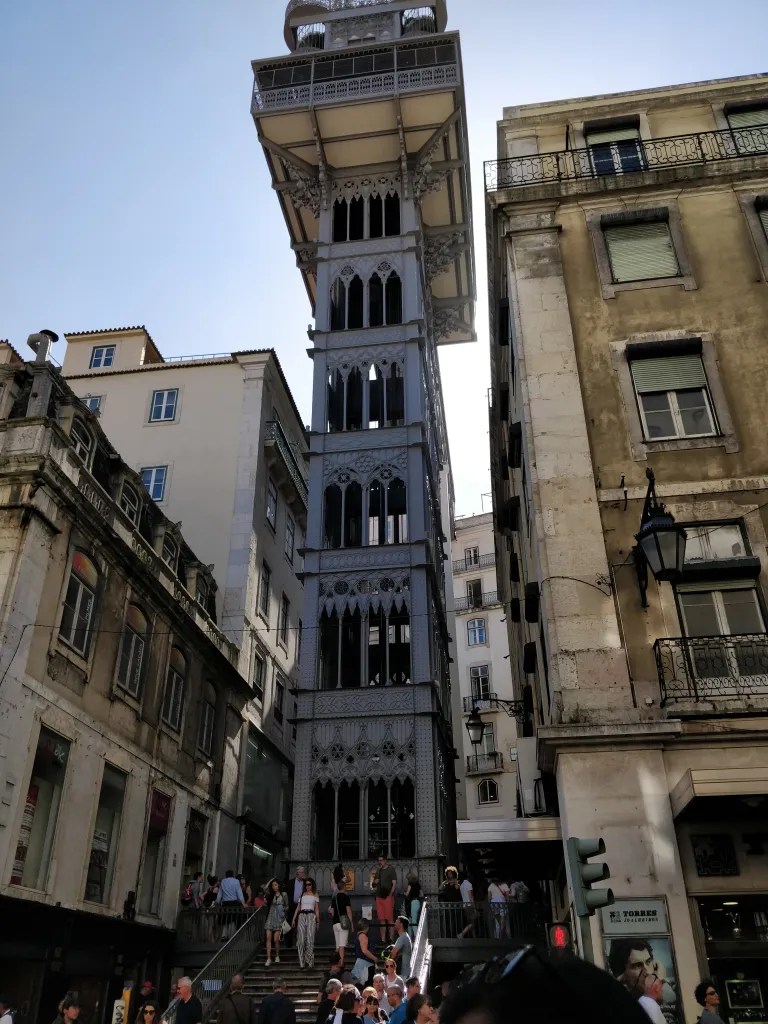 The giant old escalator of Santa Justa in Lisbon