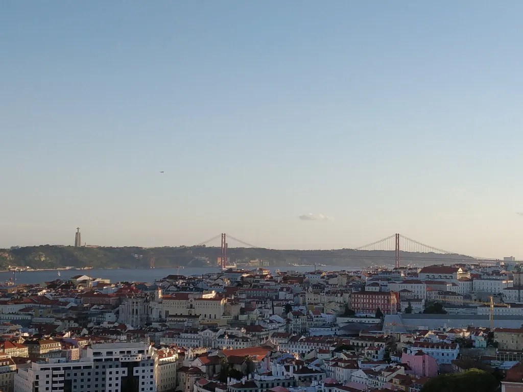 Panoramic view of both structures in Lisbon