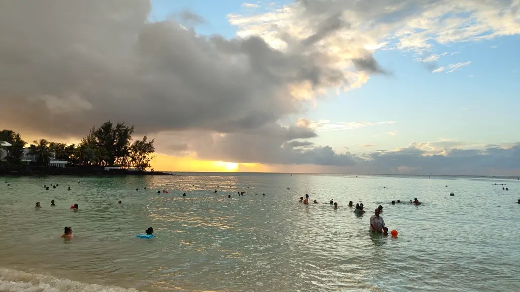 sunset at pereybere beach mauritius