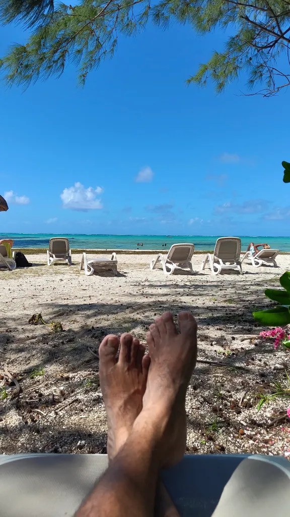 Chilling at the Ile aux cerfs beach